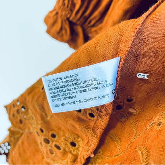 Universal Thread Brown Ruffle 3/4 Length Sleeve Eyelet Dress Size M 013096946 - Picture 10 of 11